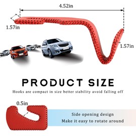 JUSTTOP 2 PCS Car Seat Headrest Hooks, Leather Purses and Bags Hanger Car Seat Organizer Hooks, Vehicle Seat Back Storage Hooks for Handbag Grocery Backpack, Car Accessories (Red)