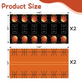 4Pcs Basketball Tablecloth, 54 * 108 Inch Rectangle Sports Theme Party Table Cover for Birthday, Basketball Tablecloth Party Supplies for Game Day, School Event, Indoor Outdoor Table Decor