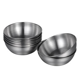 Cabilock 8pcs Food Dipping Bowls Stainless Steel Sauce Dishes Round Seasoning Dish Saucer Appetizer Plates for Home Restaurant (Silver)
