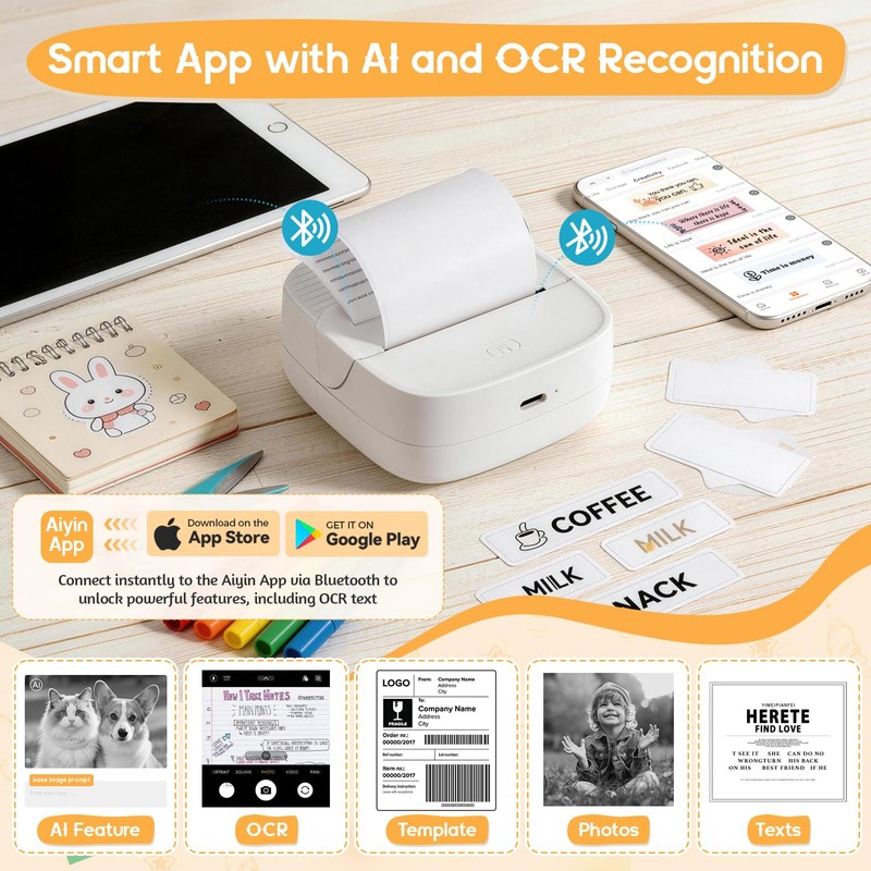 Membship B23a Mini Thermal Sticker Printer, Portable Bluetooth Label Maker