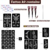 Temporary Tattoos Stencils Kit，Temporary Tattoos Kit (3pcs Brown tattoo cones