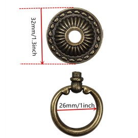 MIZORLIE Antique Bronze Knob Handle Retro Dresser Pull Cabinet Drawer Ring Handle Single Hole Decorative Hardware with Screws, Used for Furniture Cabinet Dresser(8 PCS)