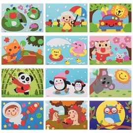 TNSLAND Pack of 12 Mosaic Craft Sets Stickers Animals for Children (B)