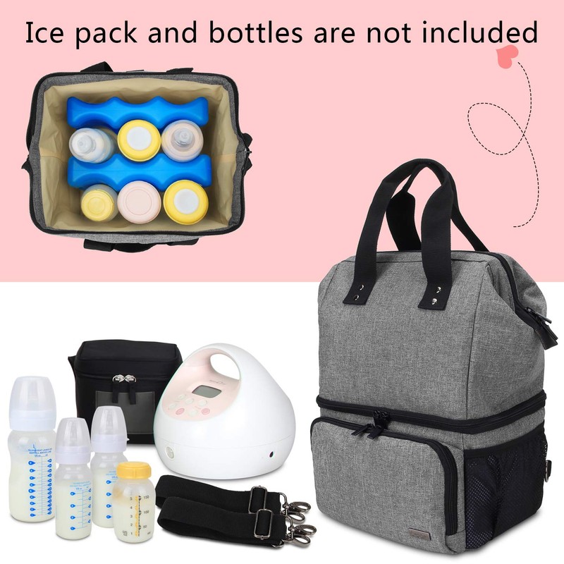 (Breast Pump Backpack, Gray) - Luxja Breast Pump Bag with