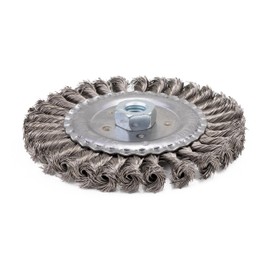 Harri Abrasives® - Twist Knotted Wire Wheel Brush - Stainless Steel - 6" X 1/2″ - Wire Diam: 0.02" - Nut Thread: 5/8"-11 UNC (4-Pack)