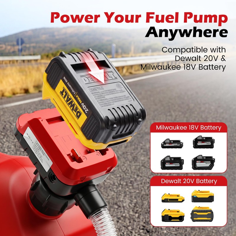 Cordless Fuel Transfer Pump, 5 GPM Portable Gas Can Pump