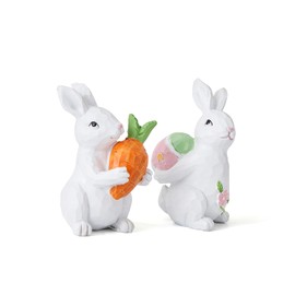 Gftoholic Easter Bunny Decorations - Easter Bunny Decor - Easter Spring Bunnies Figurines with Egg and Carrot - Tabletop Ornaments for Home Farmhouse Gifts - 4 ince 2pc