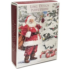 Premium Box of 24 Assorted Christmas Cards - 3 Each of 8 Designs - Great British Card Company (LING CLASSIC)