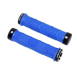 FIFTY-FIFTY MTB Grips, Bicycle Grips Mountain Bike Made of Non-Slip Rubber, Double Lock-on Bicycle Grips / Handlebar Grips for All-Mountain, Enduro, Downhill, E-Bike, Cross-Country (Blue)
