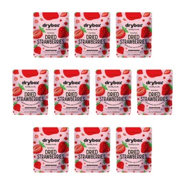 Drybox Dried Strawberries No Sugar Added, 20 Portion Packs Sliced Strawberry Chips Dehydrated Healthy Fruit Snack for School Lunch Gym Office | All Natural non-GMO Gluten Free, .5 oz per pack, 20 Packs