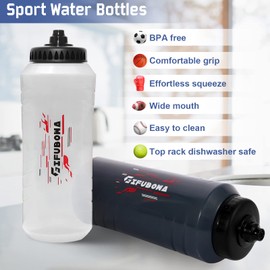 Sports Water Bottle 1 Liter One Hand Squeeze for Drinking Water BPA Free Can Be Used for Basketball, Football, Gym Yoga, Cycling, Hockey, Sports Boxing