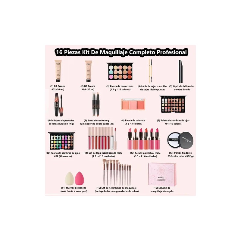 Kit De Maquillaje Completo Set Combinado Regalo Principiante