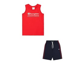 Champion Boys' Legacy Boy-Graphic Sleeveless Crew Neck with Logo Set, Red (RS011)