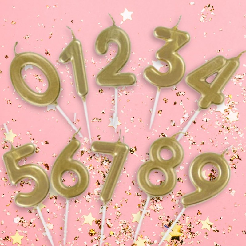 Elegant Mini Metallic Gold Number "2" Pick Birthday Candle -
