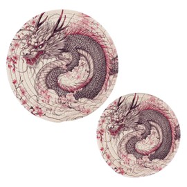 Msyxl Traditional Japanese Dragon Trivets for Hot Dishes, Hot Pots and Pans, Cotton Woven Pot Holders for Kitchen Countertops, Table, 2 Pcs Heat Resistant Hot Pads, 7"+9.5"