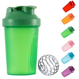 KANGSIT Protein Shaker Bottle with Stainless Steel Mixing Ball, BPA- and DEHP-free, Leakproof Flip On Lid- Protein & Supplement Shaker Bottle 400ml (Green)