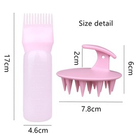 Hair Oil Applicator,Granmagazz Sets of 2 Root Comb Applicator Bottle with Shampoo Brush, Root Comb Applicator Bottle and Scalp Massager Shampoo Brush Hair Coloring Dye for Home Salon Comb Applicators