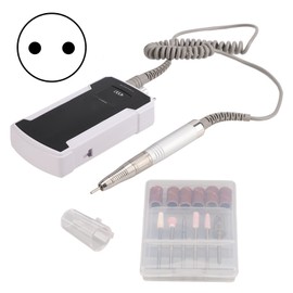 Black Rechargeable Electric Nail Drill Portable Nail Polish Machine Electric Manicure Drill Set 100‑240V EU Plug
