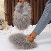Unisex Fuzzy Faux Fur Slippers, Women's Fluffy Long Hair Sheep