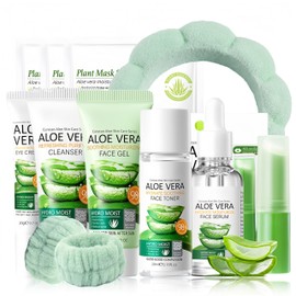 Aloe Vera Skin Care Set Gifts for Women - Skincare Set - Women's Care Set - Soothing & Moisturising Face Care Set - Beauty Set Women with Toner, Serum, Gel, Face Mask