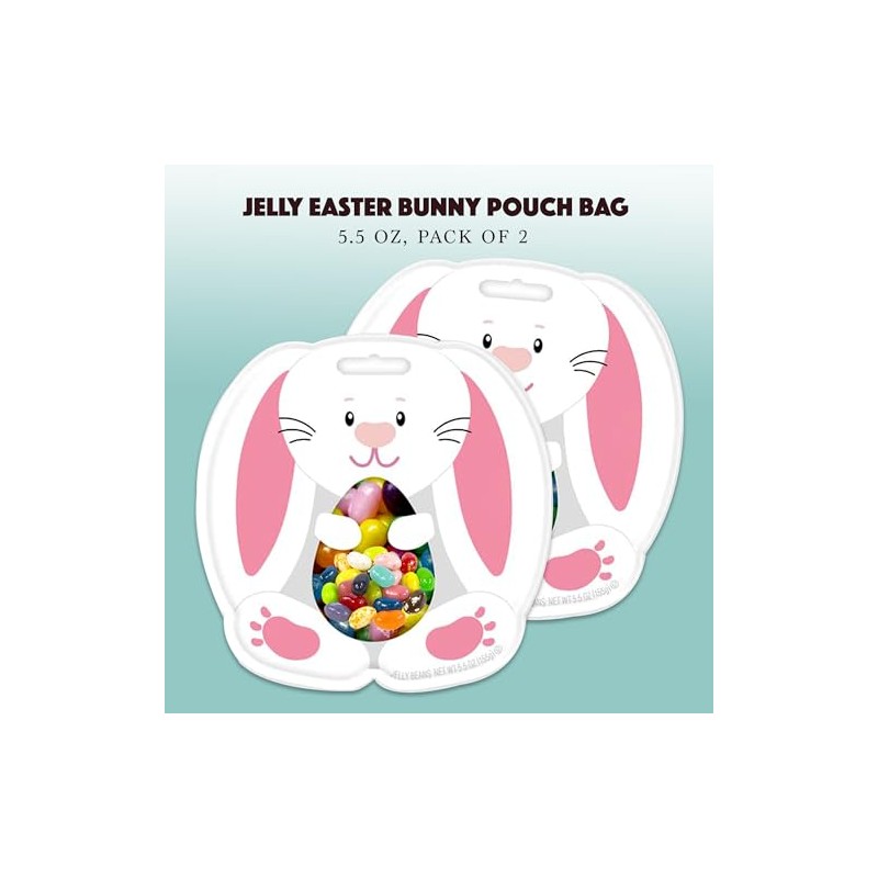 Easter Candy Jelly Beans Filled Easter Bunny Pouch 2 Pack,