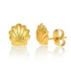 JewelStop 14k Solid Yellow Gold Scallop Sea Shell Stud Earrings