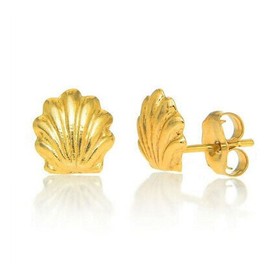 JewelStop 14k Solid Yellow Gold Scallop Sea Shell Stud Earrings