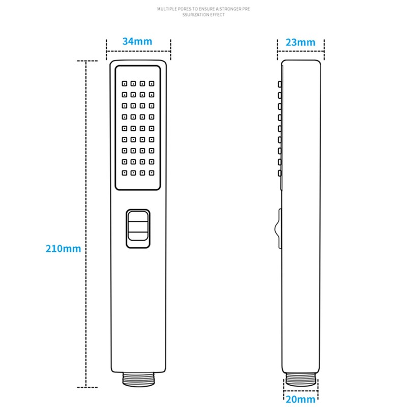 LUYU Two in one Function Black Handheld Square Shower Head,