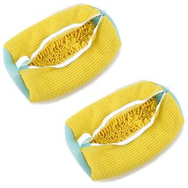 2PCS Shoe Washing Machine Bag, Reusable and Durable Laundry Bag Mesh Laundry Bag for All Shoe Types and Sizes for Washer and Dryer (Yellow)