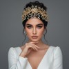 FUILUA Bridal Headband,Rhinestone Crystal Floral Wedding Headpiece Flower Leaf Hair