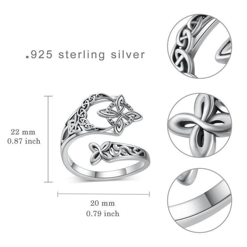 Peireara Witches Knot Ring Celtic Nudo de Bruja Plata 925
