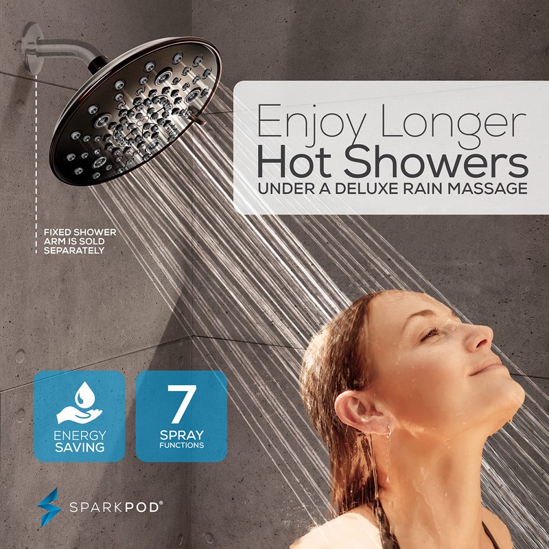 SparkPod 7 Spray Settings Shower Head - Adjustable High Flow