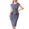 VFSHOW Womens Tweed Buttons Peplum Work Business Office Bodycon Dress