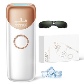 Depilación láser IPL con enfriamiento a 5 °C, depilación láser indolora en casa para mujeres y hombres, para cuerpo, piernas y axilas (dorado)