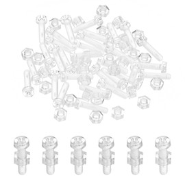 PATIKIL M4x16mm Clear Acrylic Screw and Hex Nut Kit 50 Sets PC Plastic Round Head Bolts for Machine Accessories, Transparent