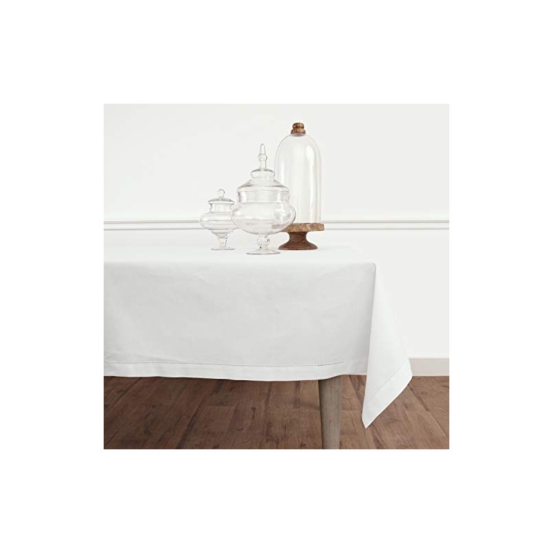 Solino Home White Tablecloth 126" L x 58" W Inch