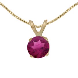 10k Yellow Gold Round Rhodolite Garnet Pendant with 16" Chain
