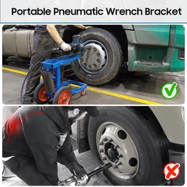 EWANYO Mobile Air Impact Wrench Stand, Air Impact Wrench Holder, 4 Wheels 360° rotation, 20-90cm Height Adjustment, Back Saver For Heavy Duty, Suitable for Changing Tire on Truck Semi-Truck and Bus