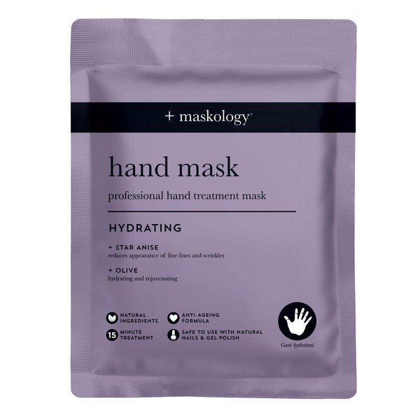 MASKOLOGY HAND MASK Hydrating Hand Treatment 1 Pair | Anti Ageing Hand Mask | Apple Extract |Nourishing Argan Oil & Shea Butter | Hand Moisture Gloves | 100% Plant Based |