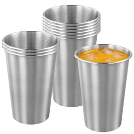 SOUJAP 10 PCS 16 oz Stainless Steel Cups, 500 ml Stackable Tumbler Metal Pint Drinking Cup for Home, Camping, Party