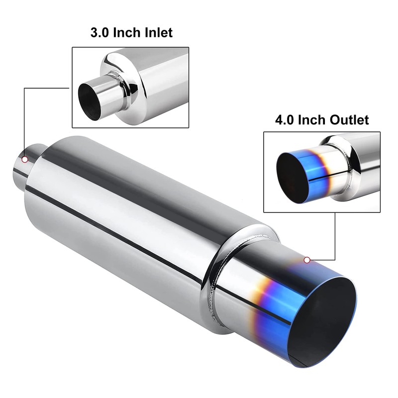 EVIL ENERGY Exhaust Muffler,Stainless Steel Exhaust Tip,Universal 18.5" Length (Burnt,3"