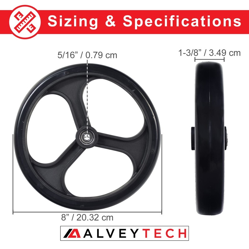AlveyTech 8" Rear Caster Wheel for Drive Medical Duet Rollator/Transport