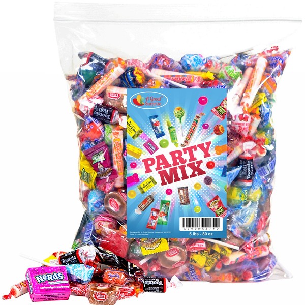 Assorted Candy Party Mix, 5 LB Bulk Bag: OVER 275 Pieces - Fire Balls, Airheads, Jawbusters, Laffy Taffys, Tootsie Rolls and Much More of Your Favorite Candy!