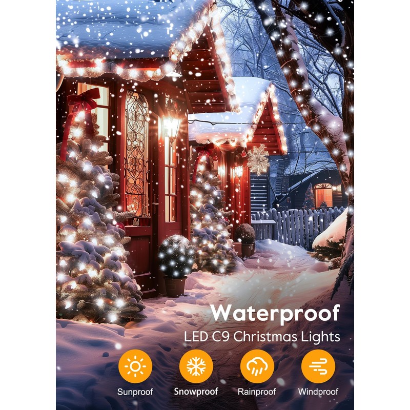 C9 Christmas Lights Outdoor, 114 Feet 150 LED C9 String
