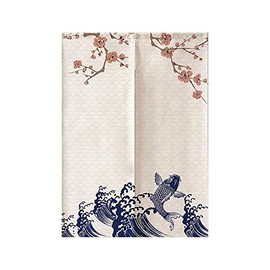 MYRU Japanese Noren Doorway Curtain Tapestry (Blue Fish,33.5 Inches x 59 Inches)