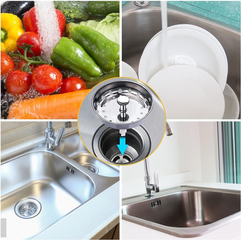 2 Pcs Kitchen Sink Strainer,Sink Drain Stopper,Stainless Steel Kitchen Sink