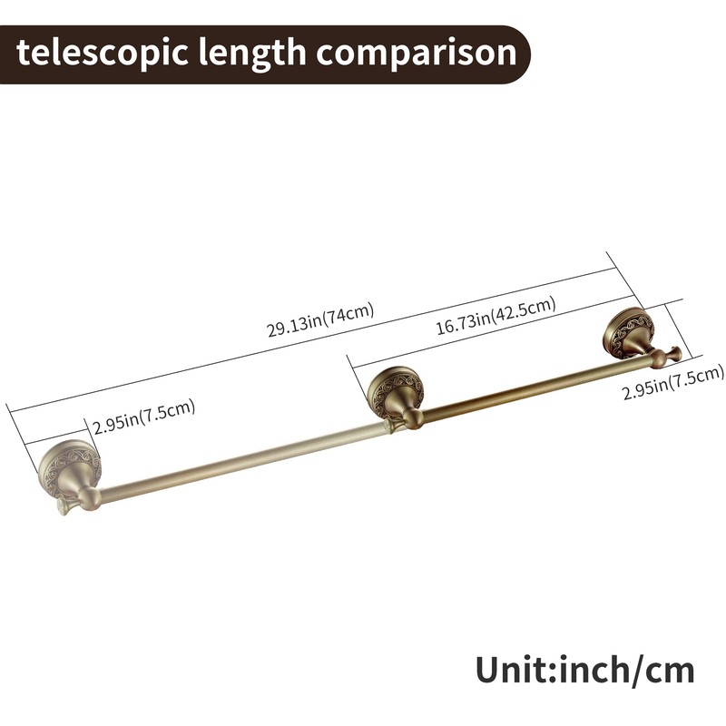BATHSIR Antique Brass Towel Bar Set, Adjustable Bathroom Accessories Include