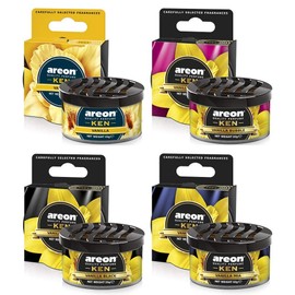 AREON Ken Lufterfrischer Vanille Mix Auto Duft Autoduft Wohnung Dose Duftdose Erfrischer 3D Set (Vanilla Pack x 4)
