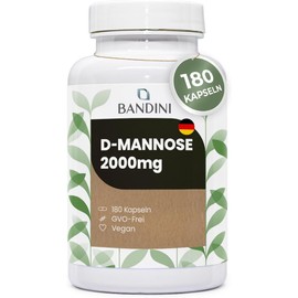 D-Mannose for Cystitis, 2000 mg Pure, High Dose, 180 Capsules, 3 Capsules/Day for 2 Months, Urinary Tract Support, D-Mannose, Vegan and GMO Free
