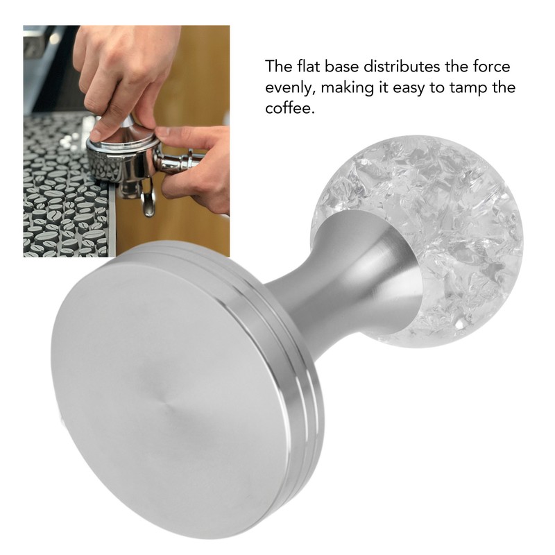 Crystal Ball Coffee Flat Tamper Stainless Steel Base Powder Hammer